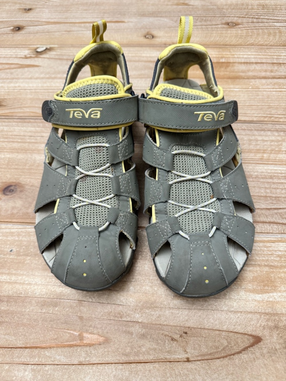 Teva Sport Sandals Gray Yellow Hiking Water Shoes Closed Toe Outdoor